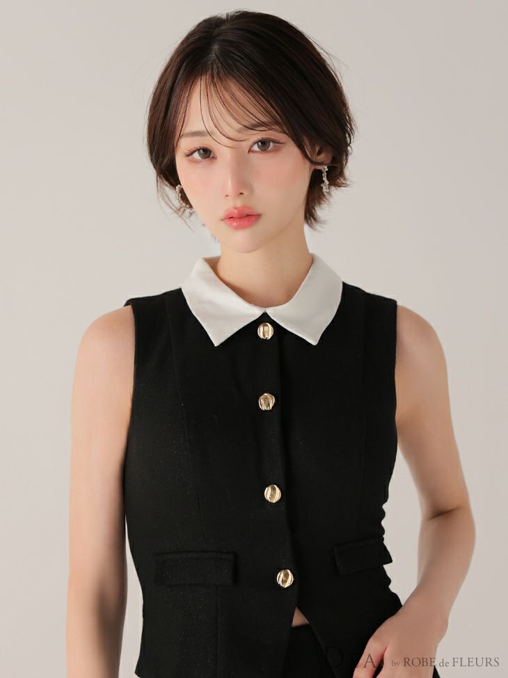 DEA. ディア バイ ローブドフルール 【XSサイズあり】2wayクラシカルベストセットアップフレアミニキャバドレス de4306