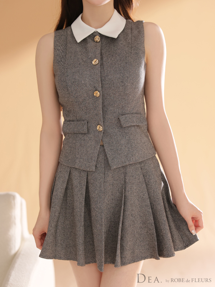 DEA. ディア バイ ローブドフルール 【XSサイズあり】2wayクラシカルベストセットアップフレアミニキャバドレス de4306