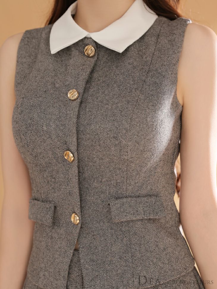 DEA. ディア バイ ローブドフルール 【XSサイズあり】2wayクラシカルベストセットアップフレアミニキャバドレス de4306