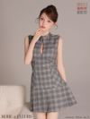 ROBE de FLEURS ローブドフルール 【XSサイズあり】クラシカルチェックツイルプリーツミニキャバドレス fm3389-c