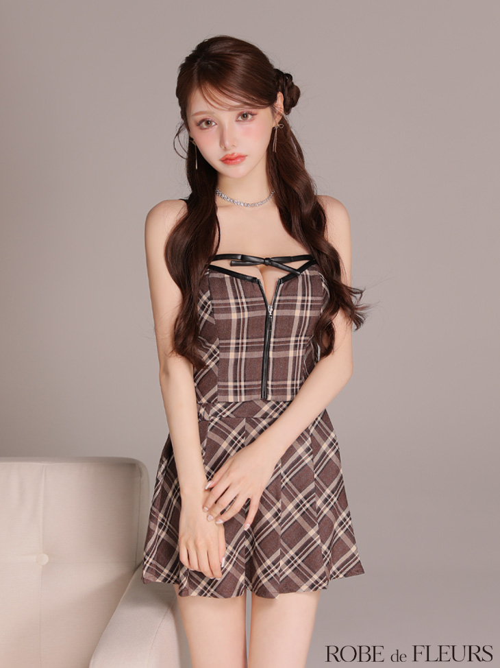 robe キャバドレス ミニ XSサイズあり】サテンリボンクロスネックセットアップミニキャバドレス