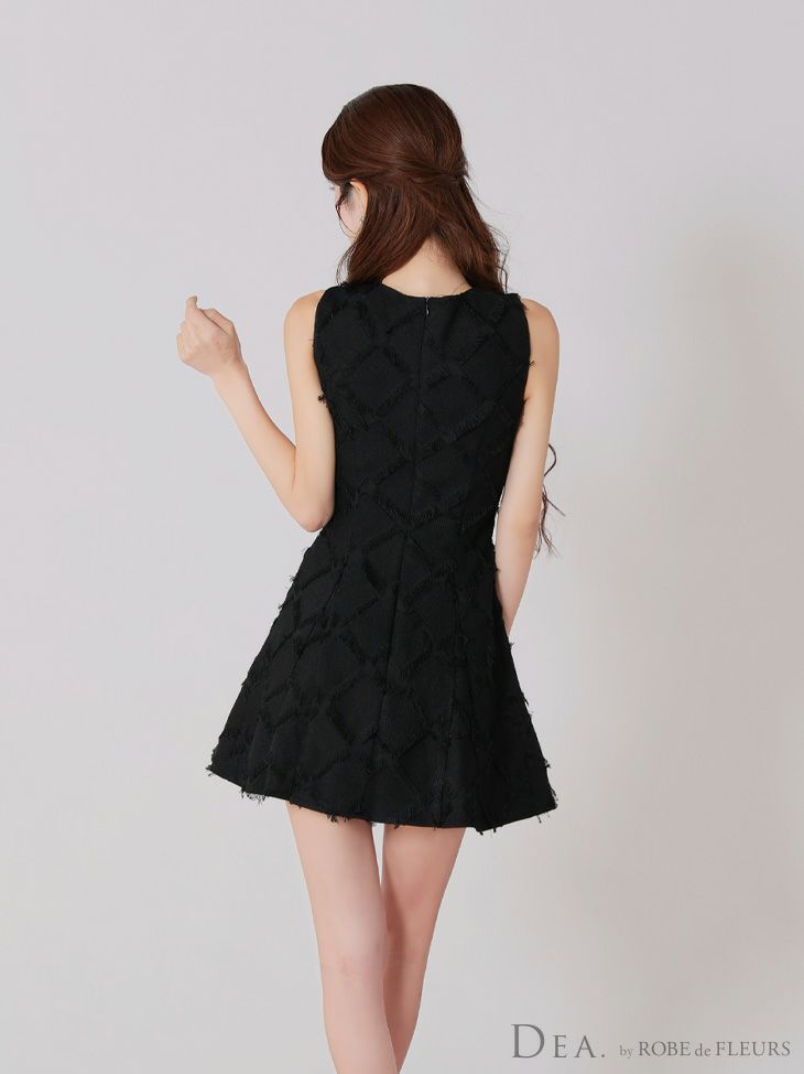 DEA. ディア バイ ローブドフルール 【XS~Lサイズあり】フリンジジャガードダブルボタンフレアミニキャバドレス de4311-c