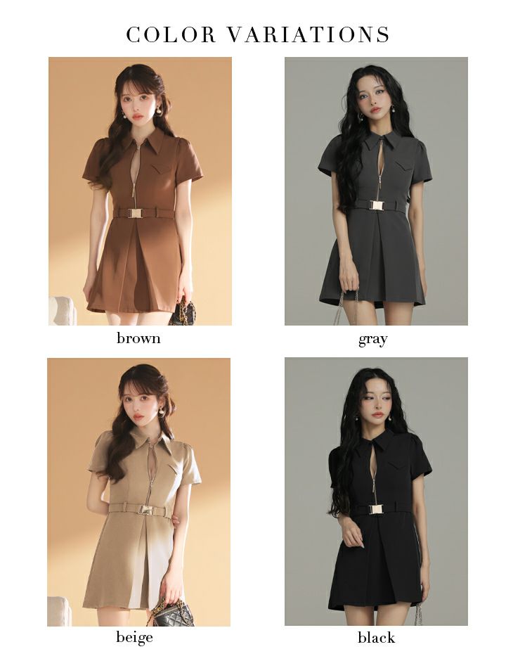 Glossy ローブドフルールグロッシー 【XS～Lサイズあり】シャツカラーウエストベルトフレアミニキャバドレス gl4617-c