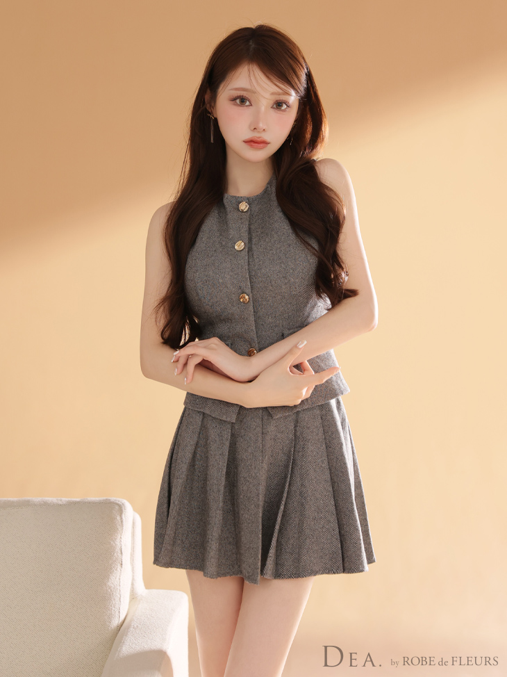 DEA. ディア バイ ローブドフルール 【XSサイズあり】2wayクラシカルベストセットアップフレアミニキャバドレス de4306-c