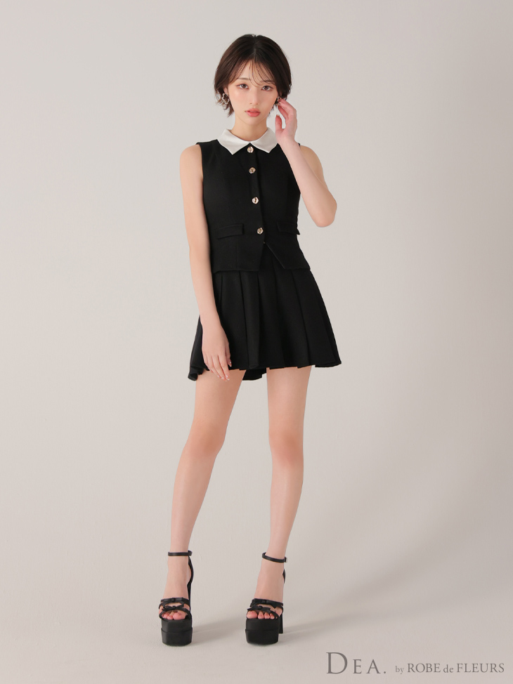 DEA. ディア バイ ローブドフルール 【XSサイズあり】2wayクラシカルベストセットアップフレアミニキャバドレス de4306-c
