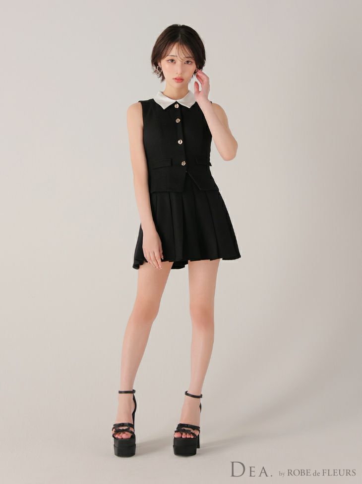 DEA. ディア バイ ローブドフルール 【XSサイズあり】2wayクラシカルベストセットアップフレアミニキャバドレス de4306-c