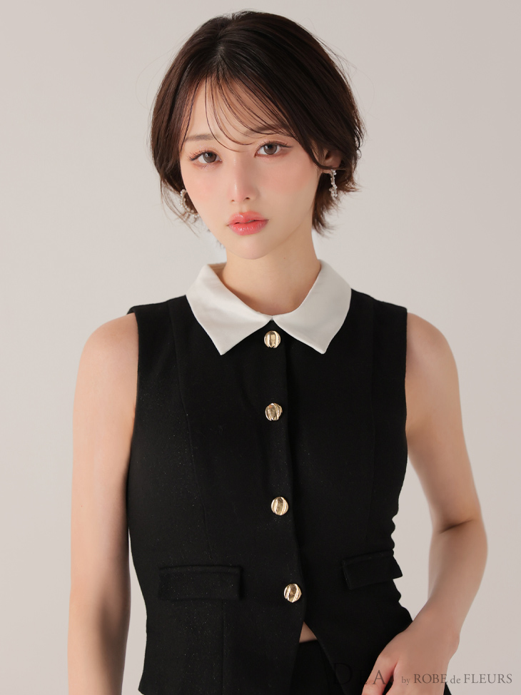 DEA. ディア バイ ローブドフルール 【XSサイズあり】2wayクラシカルベストセットアップフレアミニキャバドレス de4306-c