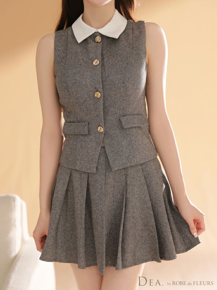 DEA. ディア バイ ローブドフルール 【XSサイズあり】2wayクラシカルベストセットアップフレアミニキャバドレス de4306-c