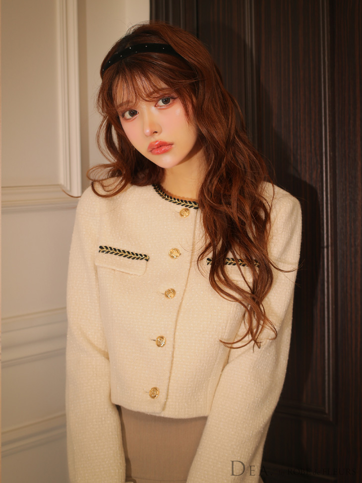 DEA. ディア バイ ローブドフルール 【XSサイズあり】ツイードクラシカルボタンプリーツミニキャバドレス de4605-c