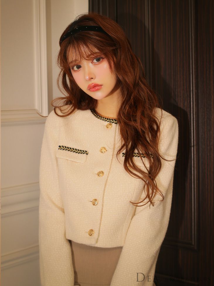 DEA. ディア バイ ローブドフルール 【XSサイズあり】ツイードクラシカルボタンプリーツミニキャバドレス de4605-c