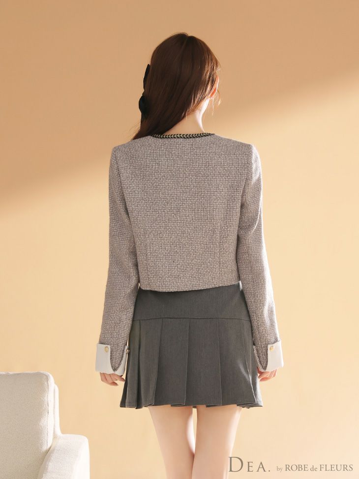 DEA. ディア バイ ローブドフルール 【XSサイズあり】ツイードクラシカルボタンプリーツミニキャバドレス de4605-c
