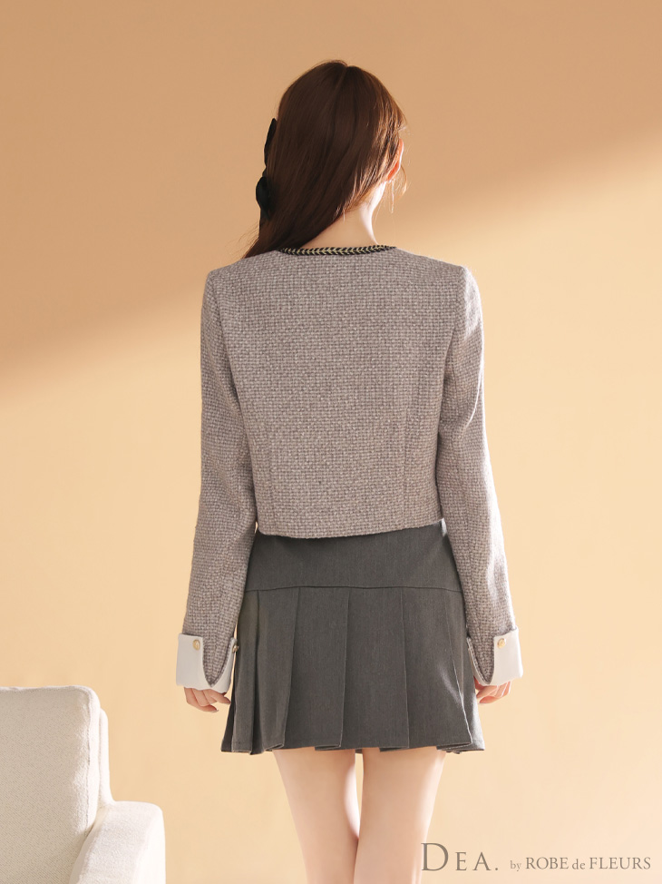 DEA. ディア バイ ローブドフルール 【XSサイズあり】ツイードクラシカルボタンプリーツミニキャバドレス de4605-c