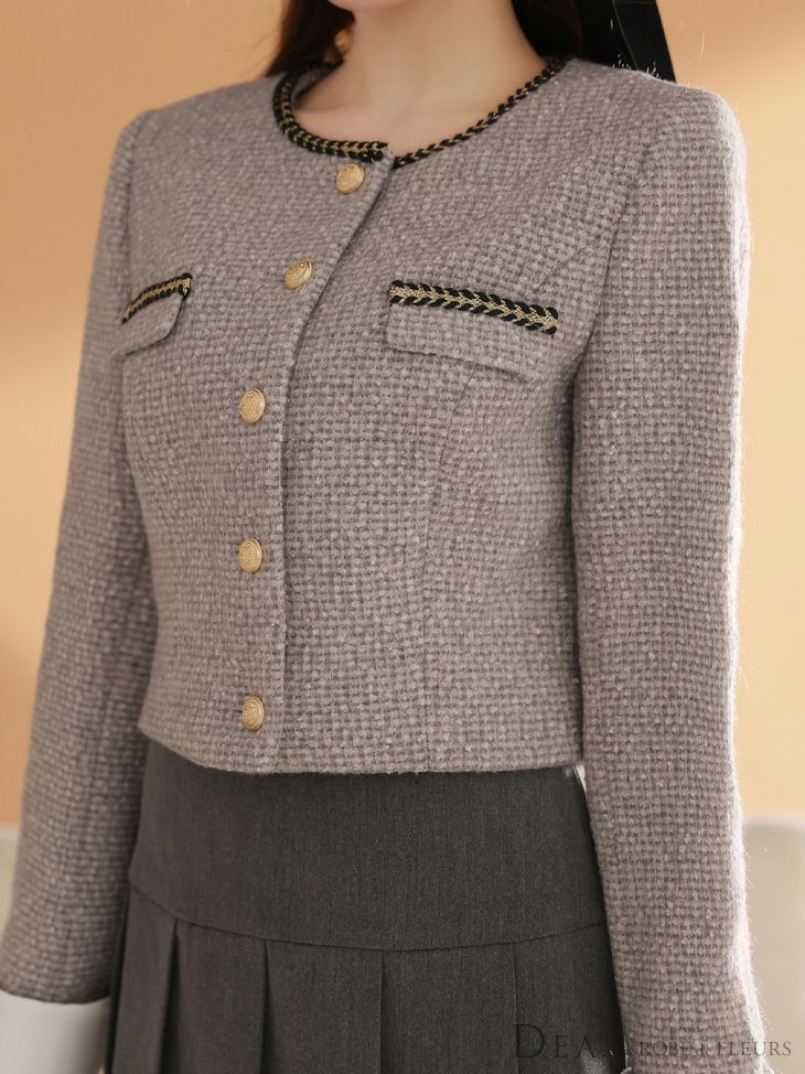 DEA. ディア バイ ローブドフルール 【XSサイズあり】ツイードクラシカルボタンプリーツミニキャバドレス de4605-c