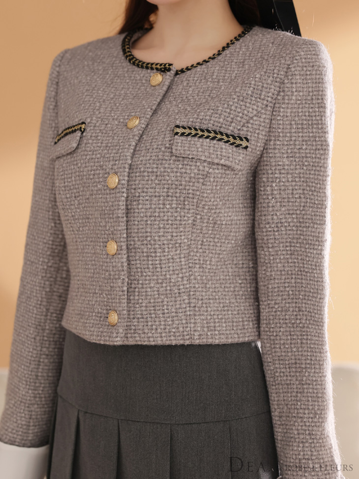 DEA. ディア バイ ローブドフルール 【XSサイズあり】ツイードクラシカルボタンプリーツミニキャバドレス de4605-c