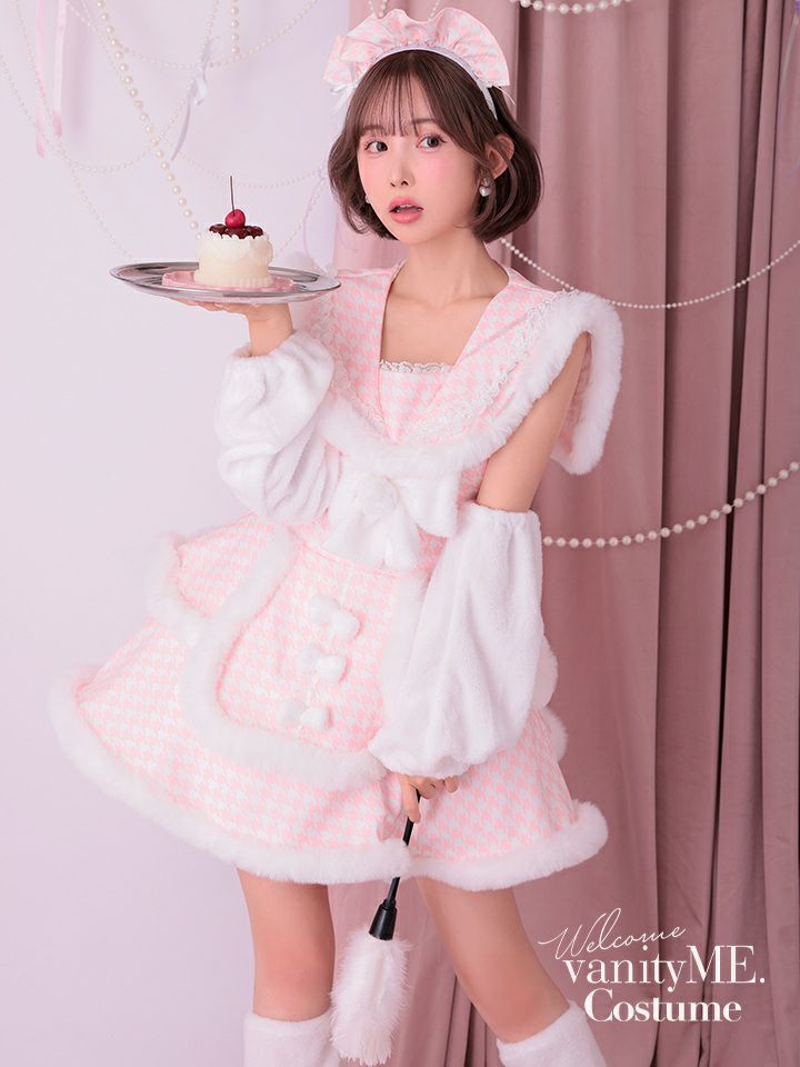 【4点セット】vanityME. × MIYANISHIYAMA いたずらうさぎのギンガムチェックドレス ピンク[ソンアミちゃん着用] vcsbn-250219-1-sn