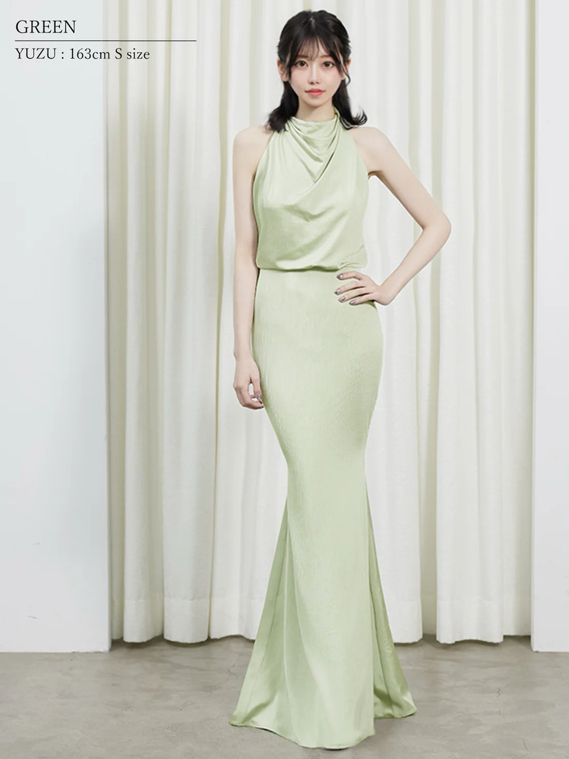 AngelR エンジェルアール バックオープンデザインホルターネックウエストマークタイトロングドレス ar25226-ks