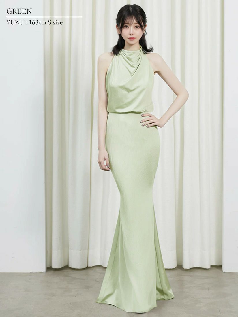 AngelR エンジェルアール バックオープンデザインホルターネックウエストマークタイトロングドレス ar25226-ks