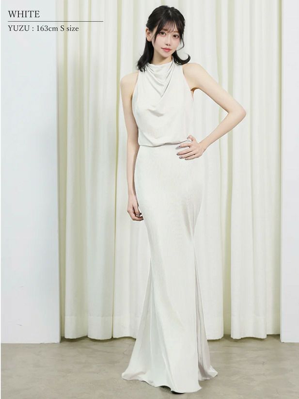 AngelR エンジェルアール バックオープンデザインホルターネックウエストマークタイトロングドレス ar25226-ks