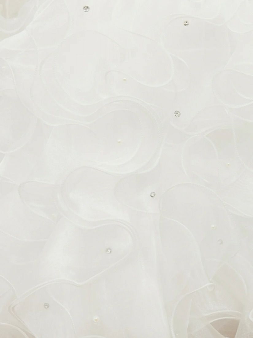 AngelR エンジェルアール ベアトップハートカットビジューパールチェーンフリルウエストマークフワAラインミニドレス ar25340