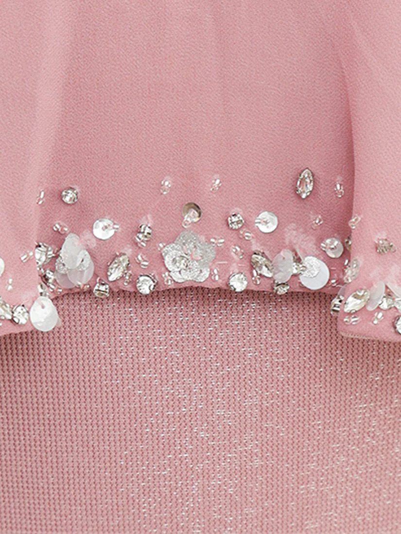 AngelR エンジェルアール オフショルダーシフォンビジューVカットラメタイトミニドレス ar25344