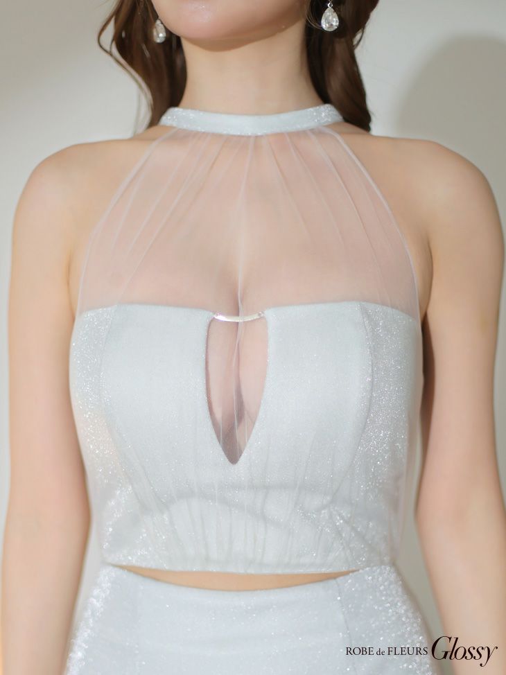 DEA. ディア バイ ローブドフルール 【Lサイズあり】花柄サテンショルダーリボンフレアロングキャバドレス de4603