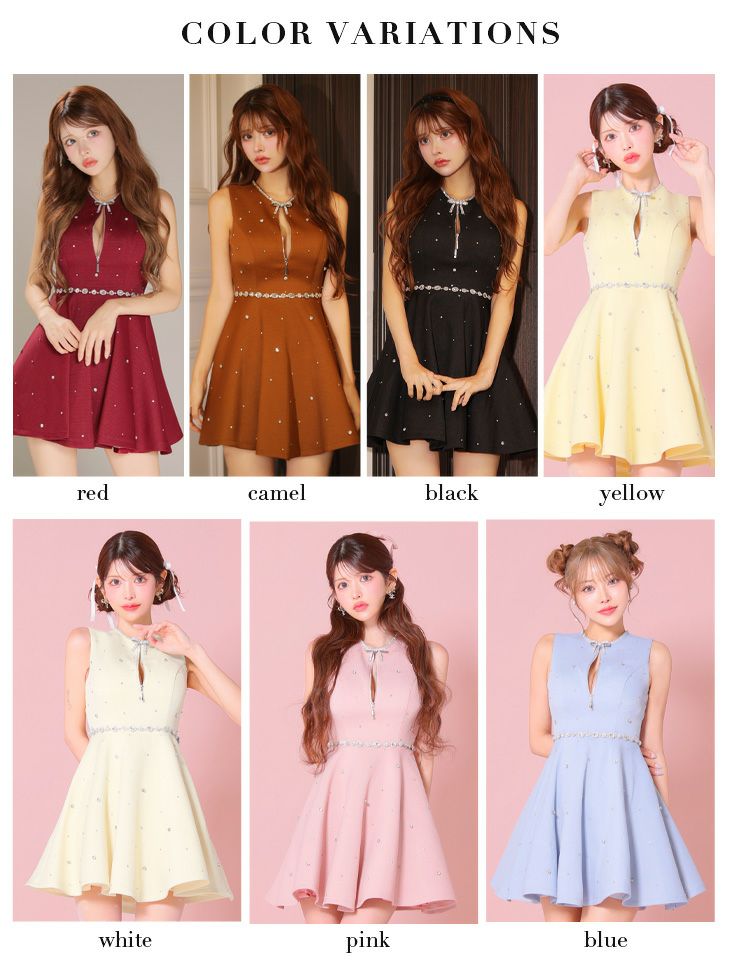 ROBE de FLEURS ローブドフルール リボンビジューバストカットフレアミニキャバドレス fm3618