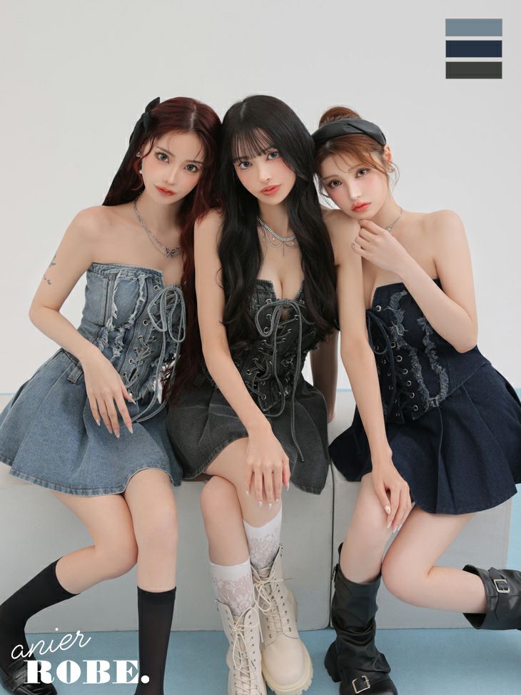 DEA. ディア バイ ローブドフルール 【XSサイズあり】オフショルダブルボタンセットアップフレアミニキャバドレス de4315