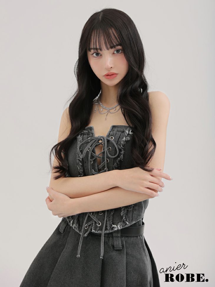 DEA. ディア バイ ローブドフルール 【XSサイズあり】オフショルダブルボタンセットアップフレアミニキャバドレス de4315