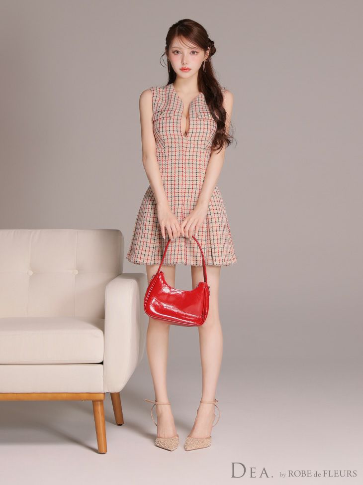 DEA. ディア バイ ローブドフルール 【XS～Lサイズあり】フロントボタンベルトスリットセットアップロングキャバドレス de4323-c