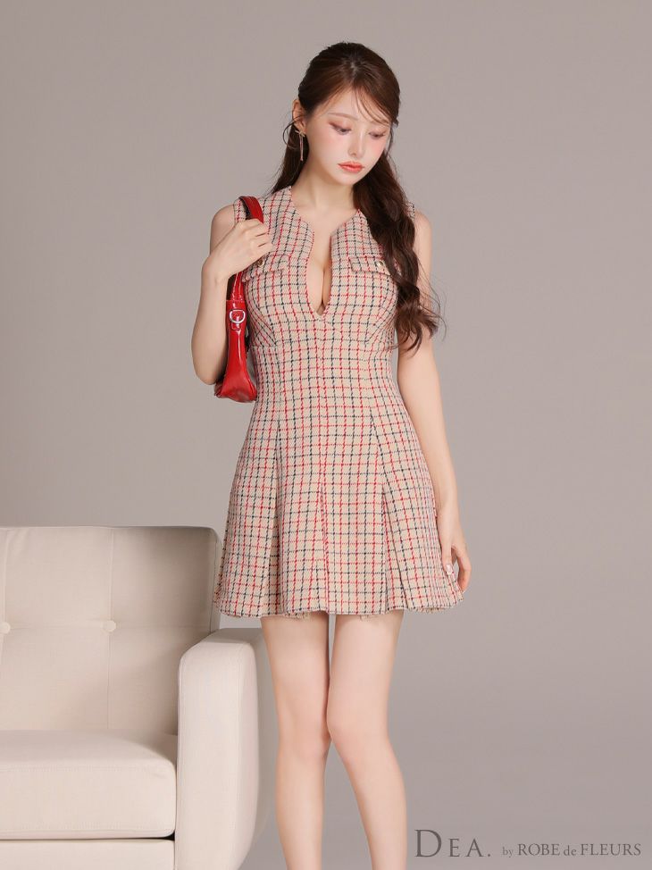 DEA. ディア バイ ローブドフルール 【XS～Lサイズあり】フロントボタンベルトスリットセットアップロングキャバドレス de4323-c