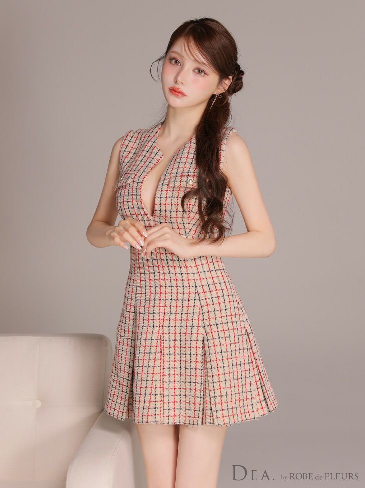 DEA. ディア バイ ローブドフルール 【XS～Lサイズあり】フロントボタンベルトスリットセットアップロングキャバドレス de4323-c