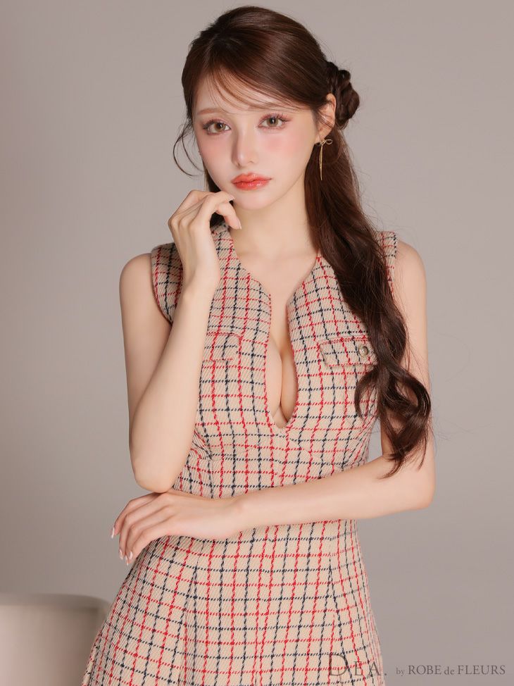 DEA. ディア バイ ローブドフルール 【XS～Lサイズあり】フロントボタンベルトスリットセットアップロングキャバドレス de4323-c