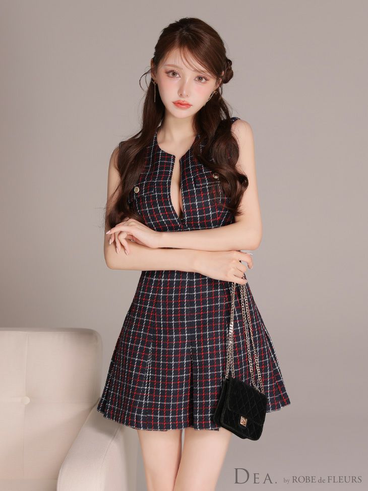 DEA. ディア バイ ローブドフルール 【XS～Lサイズあり】フロントボタンベルトスリットセットアップロングキャバドレス de4323-c