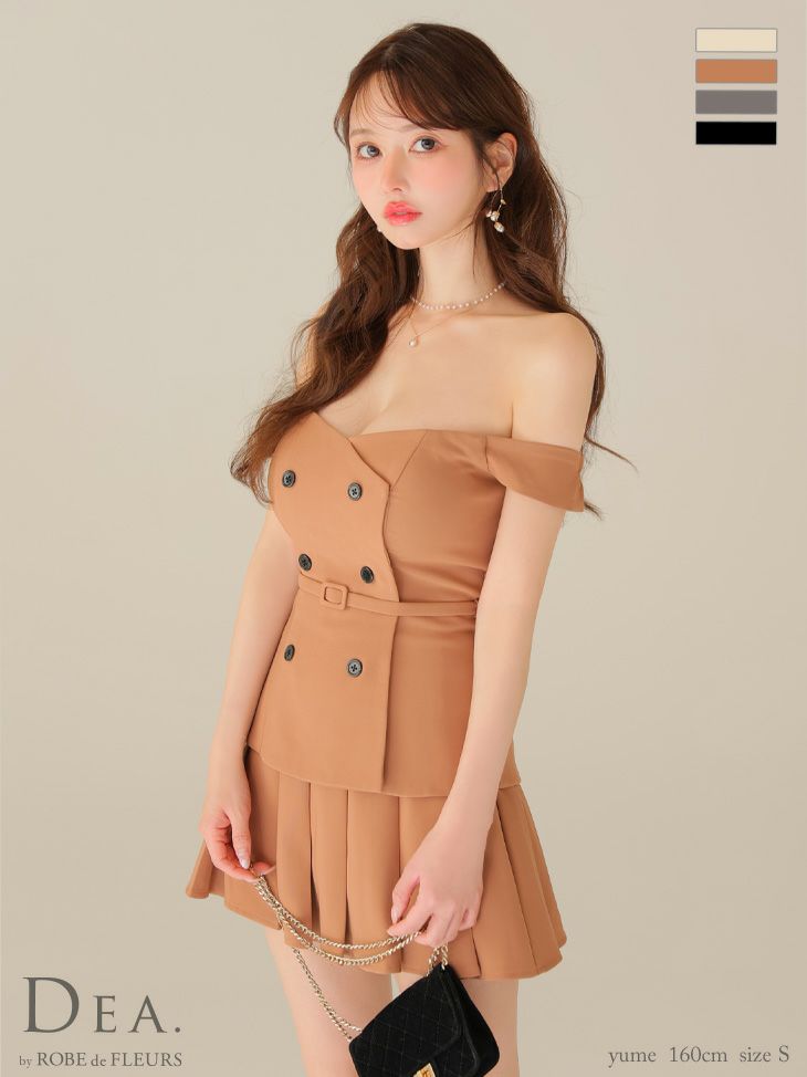 ROBE de FLEURS ローブドフルール 【XSサイズあり】肩リボンキャミツーピースフレアミニキャバドレス fm3267