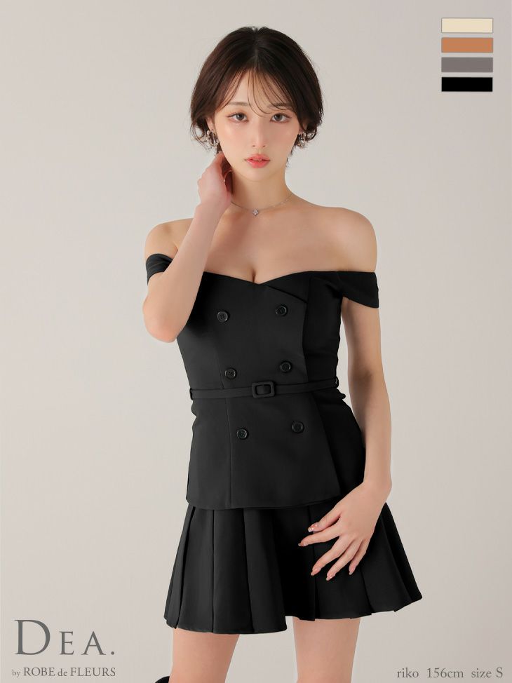 ROBE de FLEURS ローブドフルール 【XSサイズあり】肩リボンキャミツーピースフレアミニキャバドレス fm3267