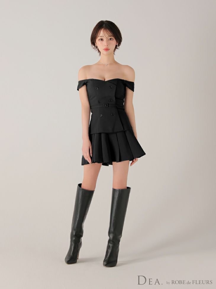 ROBE de FLEURS ローブドフルール 【XSサイズあり】肩リボンキャミツーピースフレアミニキャバドレス fm3267