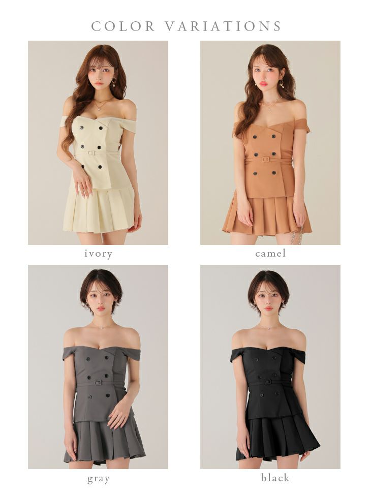 ROBE de FLEURS ローブドフルール 【XSサイズあり】肩リボンキャミツーピースフレアミニキャバドレス fm3267