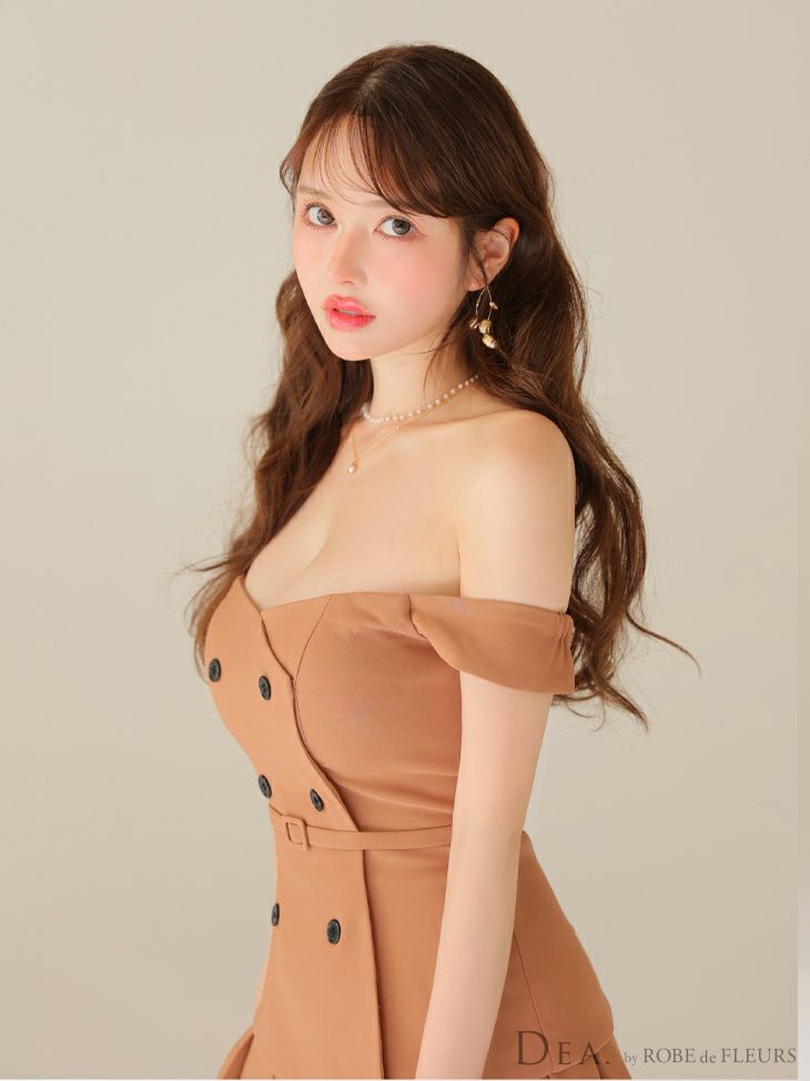 ROBE de FLEURS ローブドフルール 【XSサイズあり】肩リボンキャミツーピースフレアミニキャバドレス fm3267-c