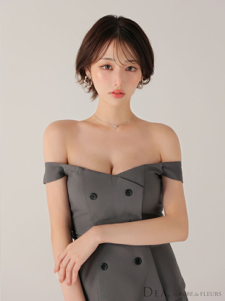 ROBE de FLEURS ローブドフルール 【XSサイズあり】肩リボンキャミツーピースフレアミニキャバドレス fm3267-c