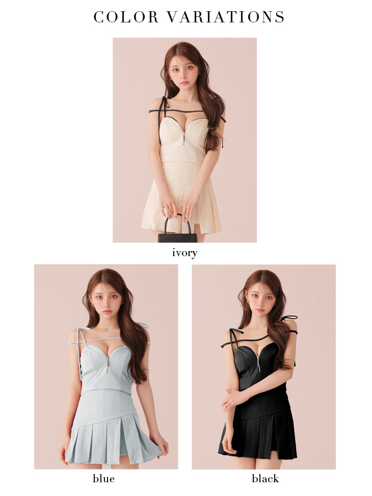 ROBE de FLEURS ローブドフルール 【XSサイズあり】肩リボンキャミツーピースフレアミニキャバドレス fm3267-c