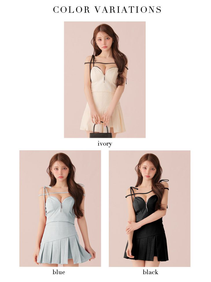 ROBE de FLEURS ローブドフルール 【XSサイズあり】肩リボンキャミツーピースフレアミニキャバドレス fm3267-c