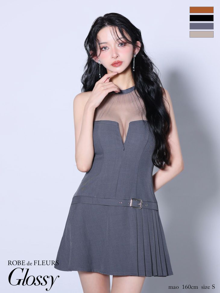 ROBE de FLEURS ローブドフルール【XSサイズあり】ティアードスカートツーピースフレアミニキャバドレス fm4116-c