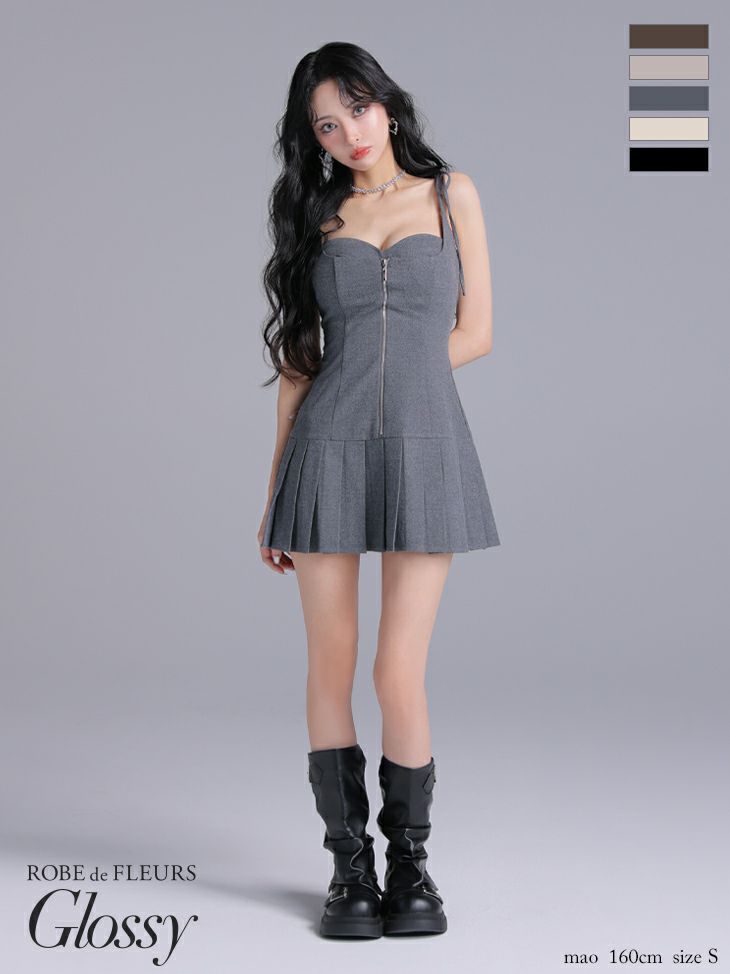 Glossy ローブドフルールグロッシー 【XSサイズあり】バックオープンチェーンストラップタイトミニキャバドレス gl4107-c