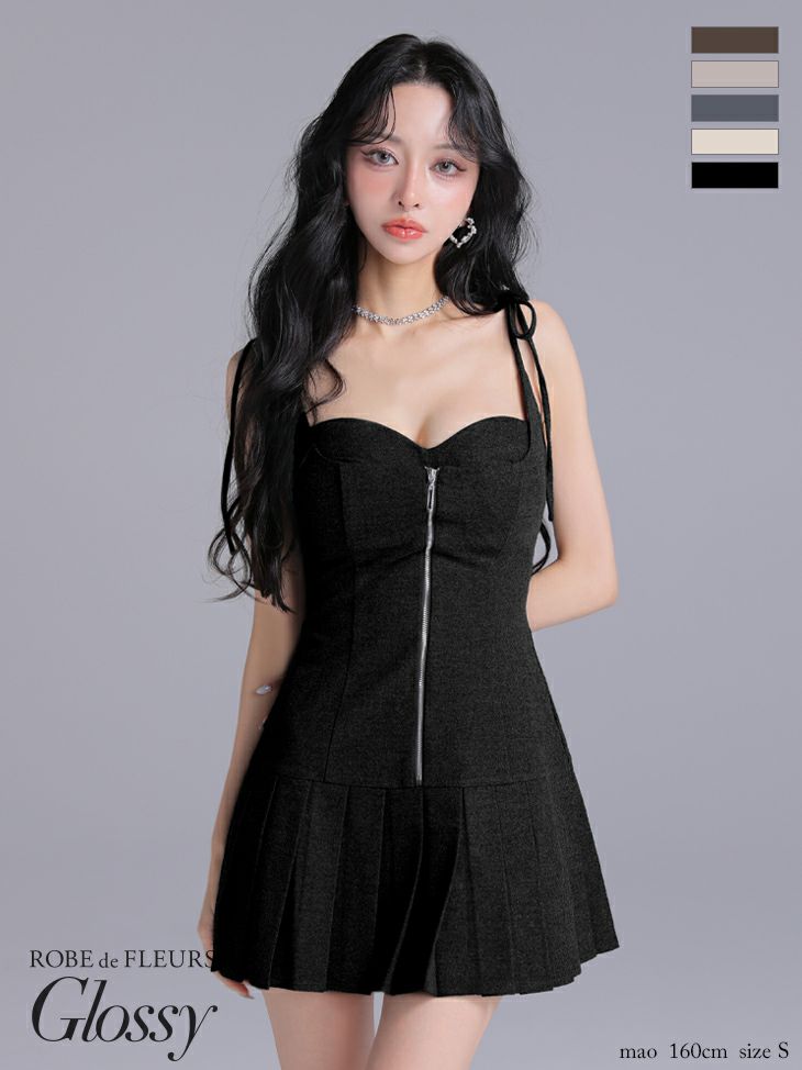 Glossy ローブドフルールグロッシー 【XSサイズあり】バックオープンチェーンストラップタイトミニキャバドレス gl4107-c