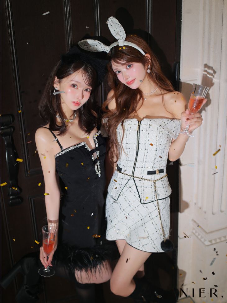 Glossy ローブドフルールグロッシー ホルターネックxラメニットセットアップドレス gl2897