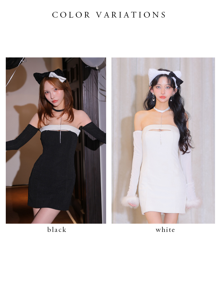 ROBE de FLEURS ローブドフルール リボンビジューバストカットフレアミニキャバドレス fm3618