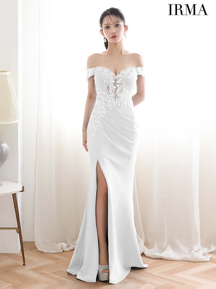 IRMA イルマ オフショル/立体フラワーモチーフ/刺繍/メッシュ