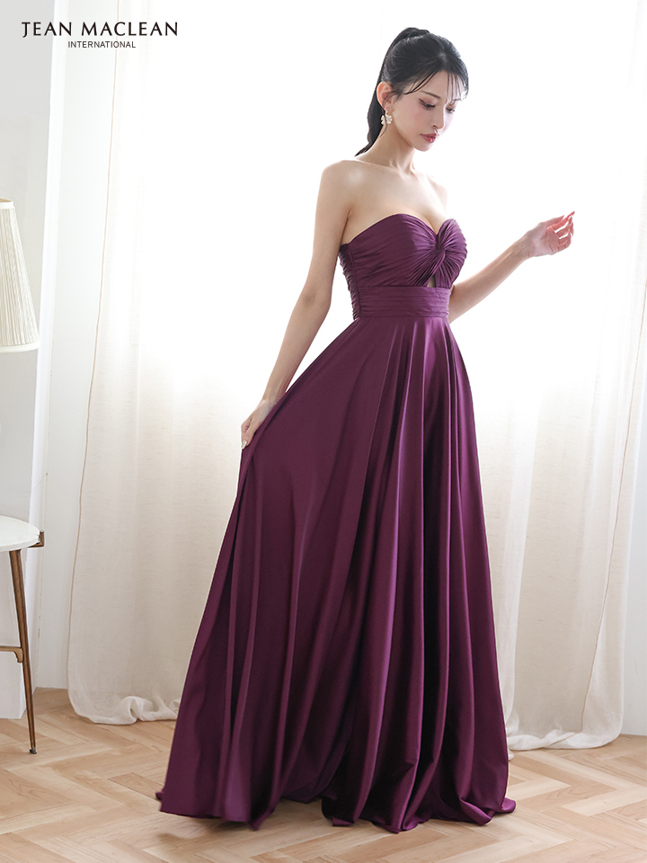 JEAN MACLEAN ジャンマクレーン ラグジュアリーサテン/ベアトップ/バストリボンデザイン/Aライン/ロングドレス ja51929-c