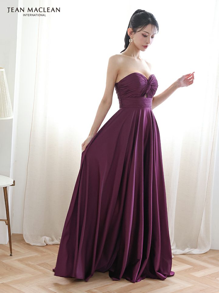 JEAN MACLEAN ジャンマクレーン ラグジュアリーサテン/ベアトップ/バストリボンデザイン/Aライン/ロングドレス ja51929-c
