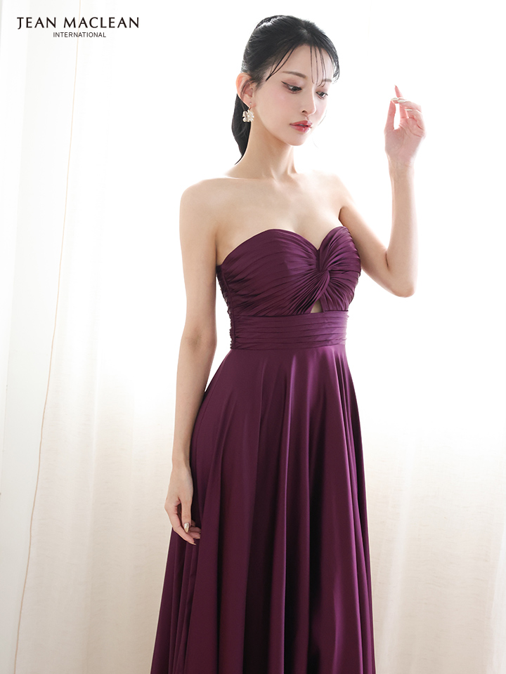 JEAN MACLEAN ジャンマクレーン ラグジュアリーサテン/ベアトップ/バストリボンデザイン/Aライン/ロングドレス ja51929-c